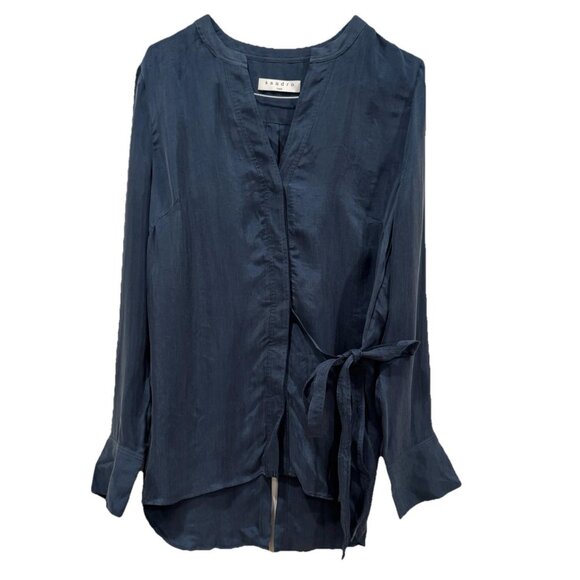 Sandro Women's Blue 100% Cupro (20” Pit To Pit) M? See Photos Wrap Flowy - Picture 1 of 13